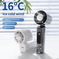 Ventilateur de poche haute vitesse, mini-ventilateur portable avec 199 vitesses, affichage numérique LED, transparent avec éclairage intégré