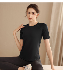 Women Mesh Panel <b>Raglan</b> Short Sleeve Yoga T Shirt Quick Dry Breathable Back Mesh Athletic <b>Top</b> Soft Stretch Running Workout Shirt - Product Image 3