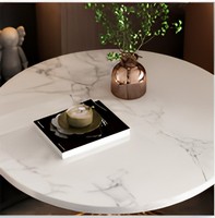 Table basse ronde en bois avec piétement en métal doré, design moderne, montage facile pour le salon, la chambre à coucher, le bureau, décoration