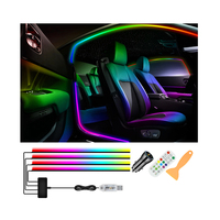 Accessoires De Coche 64 Coloful Car Led Illusion Cadre de porte Ambient USB Plug Acrylic Auto Interior Lighting with App Control