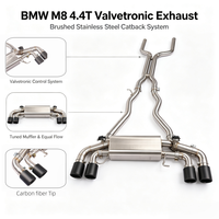 Système d'échappement Catback Valvetronic en acier inoxydable brossé pour BMW M8 4.4T, embouts noirs quadruples, tuyaux d'échappement performants, silencieux