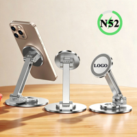 Support de téléphone et tablette magnétique en alliage d'aluminium avec logo personnalisé, pour bureau et salon, avec coussinets en silicone antidérapants, aimant puissant N52