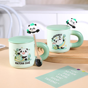Solhui <span class=keywords><strong>pas</strong></span> <span class=keywords><strong>cher</strong></span> coréen mignon drôle tasse en céramique dessin animé panda tasse avec couvercle cuillère - Product Image 3
