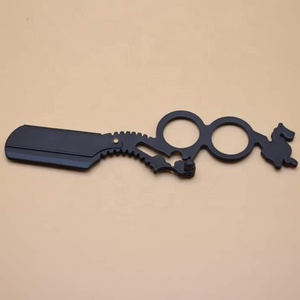 Rasoir professionnel à lame droite en acier inoxydable, finition noire mate, rasoir pour hommes, outil de rasage antique Obexa - Product Image 4