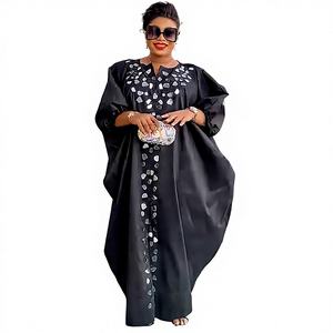 Offre Spéciale Robe <span class=keywords><strong>Boubou</strong></span> Brodée <span class=keywords><strong>Bazin</strong></span> à Imprimé Africain en Strass pour Femmes Nigérianes Traditionnelles - Product Image 1
