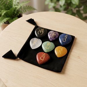 Heart-Shaped Agate Gemstone <b>Set</b> Sanskrit Symbols Handmade Polished <b>Crystals</b> Art Collectible Feng Shui Theme Wholesale <b>Chakra</b> - Product Image 3