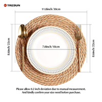 Sous-plats en osier naturel pour assiettes, résistants à la chaleur, faciles à nettoyer et antidérapants, sets de table ronds en rotin tressé