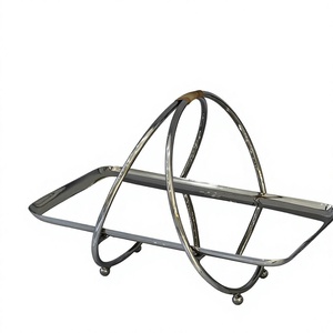 Elegante Bandeja de Servir de Metal Plateado con Asas Arqueadas y Patas Elevadas, Plato Rectangular de Lujo para Comida, para Mesa de Buffet - Product Image 4