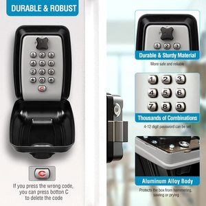 Wall Mounted Outdoor Large Weatherproof Cover Car Dealer Push Button Combination Key Safe Car Window <b>Lock</b> <b>Box</b> - Product Image 5