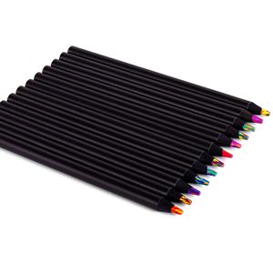 Matite Colorate con Nucleo Arcobaleno in Legno Nero, 12 Colori, per Disegno, Colorazione e Schizzi per Bambini, Attività Scolastiche e in Classe - Product Image 1