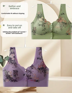 Biancheria intima da donna <span class=keywords><strong>con</strong></span> <span class=keywords><strong>apertura</strong></span> frontale, per madri di mezza età, reggiseno Wireless, Mesh, traspirante, taglie forti - Product Image 5