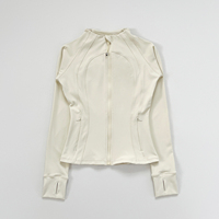 Veste de sport légère pour femmes grande taille, veste de yoga décontractée à manches longues avec fermeture éclair, haut de course respirant avec logo sur le devant