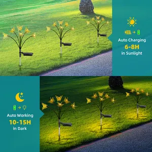 2024 Solar Garden Lights For Lawn Patio Yard Walkway Butterfly Shaped 4 Pack For Garden Patio Pathway Outside Decoration