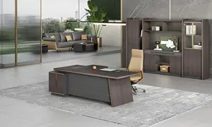 Zitai mesa de escritório executiva de luxo em forma de l, mesa de escritório executiva moderna de canto redondo para escritórios