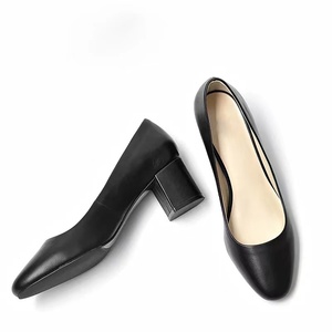 Zapatos <span class=keywords><strong>de</strong></span> Mujer Personalizados, Tacones Gruesos, <span class=keywords><strong>de</strong></span> Cuero, Punta Redonda, Diseño <span class=keywords><strong>de</strong></span> Arco, Cómodos, para Oficina, para Azafatas - Product Image 5