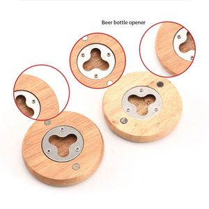 Jw2968 Custom Logo Promotional <b>Fridge</b> Magnet <b>Beer</b> Blank Round Shape Wooden Bottle Opener for Home Decoration - Product Image 2