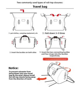 Tas Bagasi Motor Anti Air PVC 40L dengan Ritsleting, Pegangan Lembut, untuk Perjalanan Jarak Jauh, Dudukan Belakang Mobil - Product Image 6
