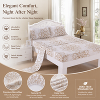 Ensemble de literie en coton confortable à imprimé floral, taie d'oreiller, drap-housse