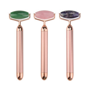 Rouleau de massage vibrant V produits de massage du visage <span class=keywords><strong>jaderoller</strong></span> en quartz rose naturel - Product Image 2