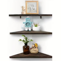 Étagères d'angle en bois pour rangement mural, étagère flottante en bois et métal pour chambre à coucher, cuisine, salle de bain, salon