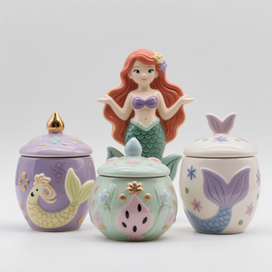 Assiette sirène en céramique personnalisée, <span class=keywords><strong>plateau</strong></span> de service silhouette de 10-12 pouces, plat à écailles de poisson en relief, décoration océanique pour la maison - Product Image 4