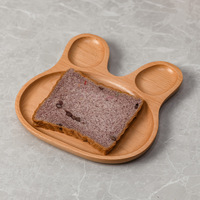Assiette en céramique en bois de hêtre haut de gamme plat lapin coréen dessin animé conception Kidsren's Baby Divisé dîner bol
