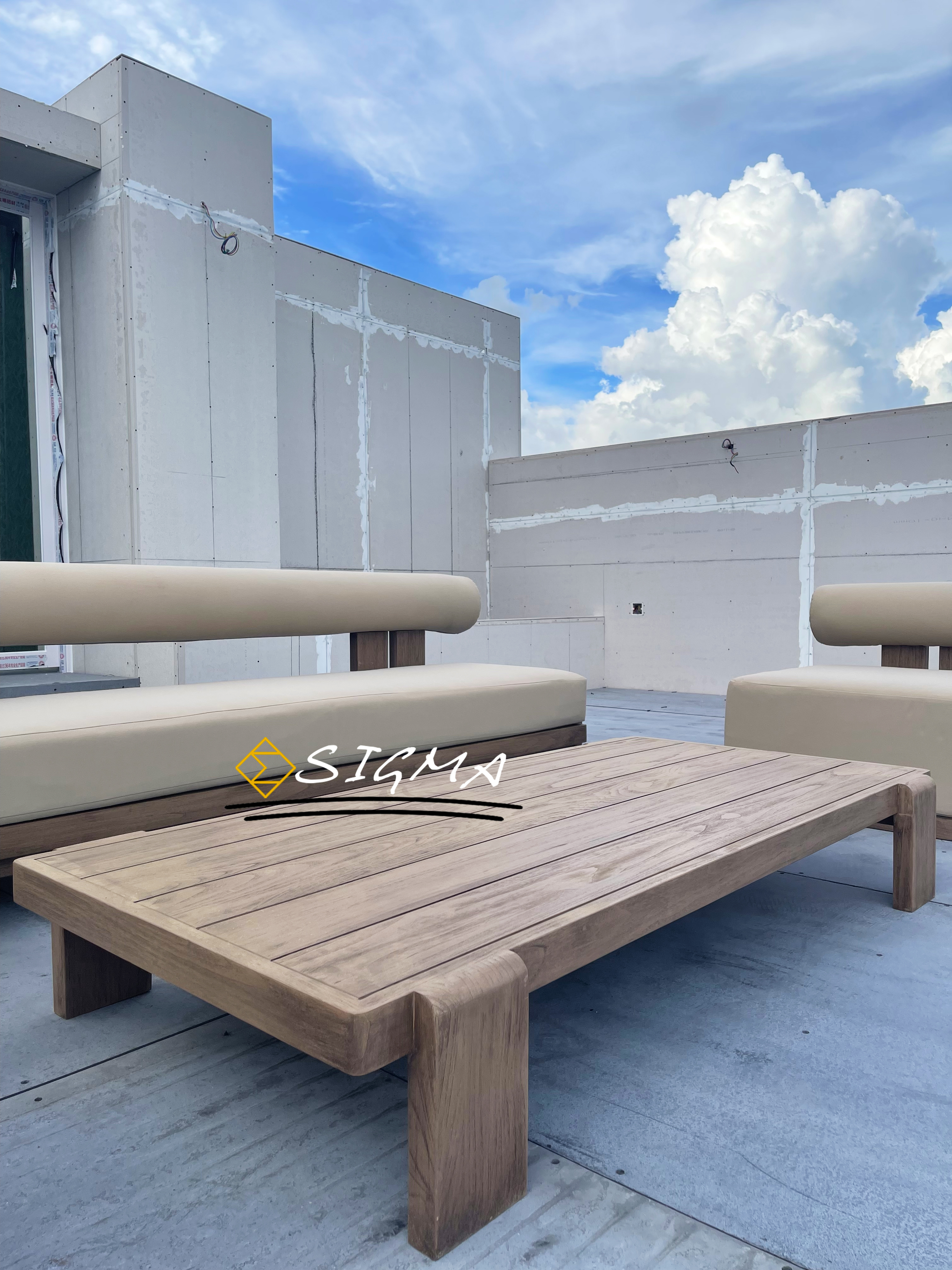 Outdoor Furniture Garden Sofa Modern Sofa  Patio Furniture Set Solid Teak  Wooden Frame Garden  Sofa Set