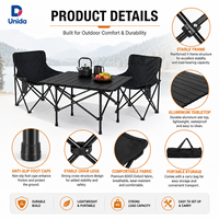 Juego de Mesa y Sillas Plegables Ligeras para Acampar, Mesa de Aluminio con 2 Sillas para Picnic, Senderismo y Viajes