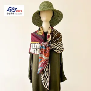 Bufanda de seda 100% cuadrada de dos caras de moda de diseño creativo elegante