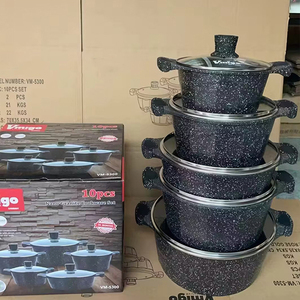 Nouveau design d'ustensiles de cuisine vente en gros d'ustensiles de cuisine antiadhésifs ensemble de 10 casseroles et poêles ensemble d'ustensiles de cuisine en aluminium recouvert de granit antiadhésif - Product Image 3