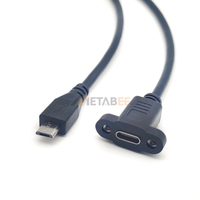Câble d'extension USB3 de 30 cm USB-C femelle vers Micro USB B mâle à fixation par vis pour montage sur panneau, prise traversante pour boîtier d'automatisation