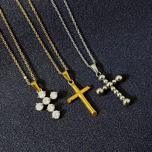 Kalung Salib Cz Pria, Liontin Manik-manik Salib Katolik Stainless Steel Perhiasan Liontin Kalung Doa - Product Image 3