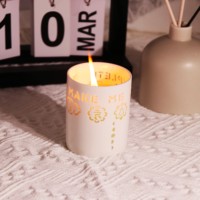 C & H Individuelles Logo Luxuriöse Keramik-Duftkerzen im Ausgehöhlten Design Sojawachs Aromatherapie-Kerze Tischdekoration Wohnzimmer Geschenk