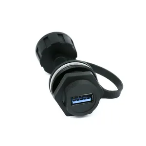 Conector USB 3,0 micro a prueba de agua, montaje en panel, conector USB IP67 para exteriores