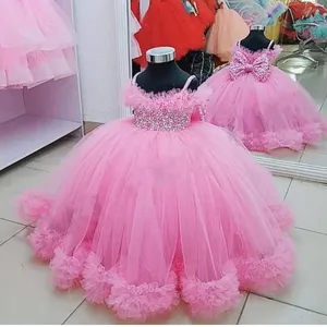 Factory price children lace toddlers princess birthday baby ball gowns flower girl dresses wedding kids dress