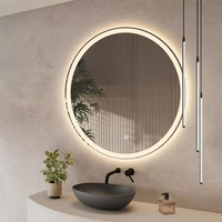 Miroir LED intelligent rond givré à écran tactile avec éclairage pour hôtels et salles de bain