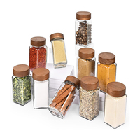 Offre Spéciale – Ensemble de Bocaux à Épices Carrés en Verre de 120 ml (4 oz) avec Couvercle en Bambou pour Cuisine et Maison