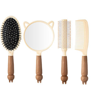 Nieuw Ontwerp 4 Stuks Haarborstel En Spiegel Styling Set Salon Kussen Hoofdhuid <span class=keywords><strong>Massager</strong></span> Gift Kit Ontwarren Haarborstels Set - Product Image 4