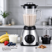 Blender en verre de 1,5 L avec broyeur à sec, mixeur électrique pour smoothies, 5 vitesses, appareil de cuisine LXB-66