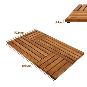 Alfombra de Baño de Madera Maciza Rectangular Antideslizante y Resistente al Agua para Ducha - Product Image 3