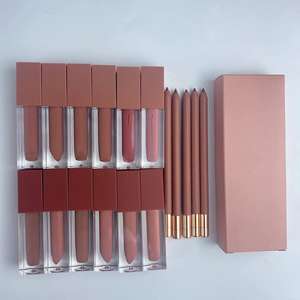 طقم أحمر شفاه سائل وlipliner 2 في 1, طقم أحمر شفاه سائل وlipliner طويل الأمد غير لامع مجموعات أحمر شفاه وملمع شفاه وملمع شفاة غير لامع من مستحضرات التجميل ، طقم ملمع شفاه نباتي بوصة - Product Image 6