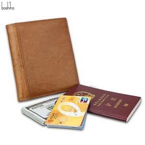 Cartera de Pasaporte y Tarjetero de Viaje de Cuero Genuino de Alta Calidad Boshiho, Personalizable, en Oferta - Product Image 6