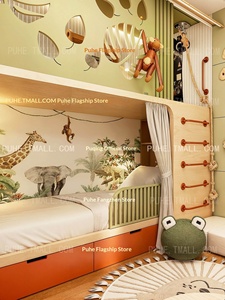 Lit superposé <span class=keywords><strong>en</strong></span> bois massif pour garçon, de petite taille, à double largeur (haut et bas), style forêt, moderne et simple, lit <span class=keywords><strong>cabane</strong></span> pour enfants - Product Image 3