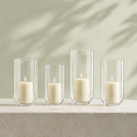 Support de bougie en verre à base lourde et fond arqué, coupe-vent en verre pour décoration intérieure esthétique