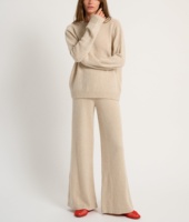 Ensemble de Détente Femme 100% Cachemire Pur, Col Montant Tricot Personnalisé, Pull Cachemire Laine de Mouton et Pantalon Deux Pièces