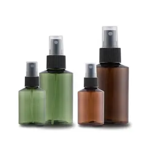 50ml 100ml 150ml 200ml Plastic Fine Mist Pump Bottle Amber Green Body Cosmetic Pet Mist Spray Bottle