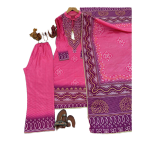 Ensembles de créateurs pour femmes Top en soie pure chinon Plazzo Dupatta pour fête - Product Image 1