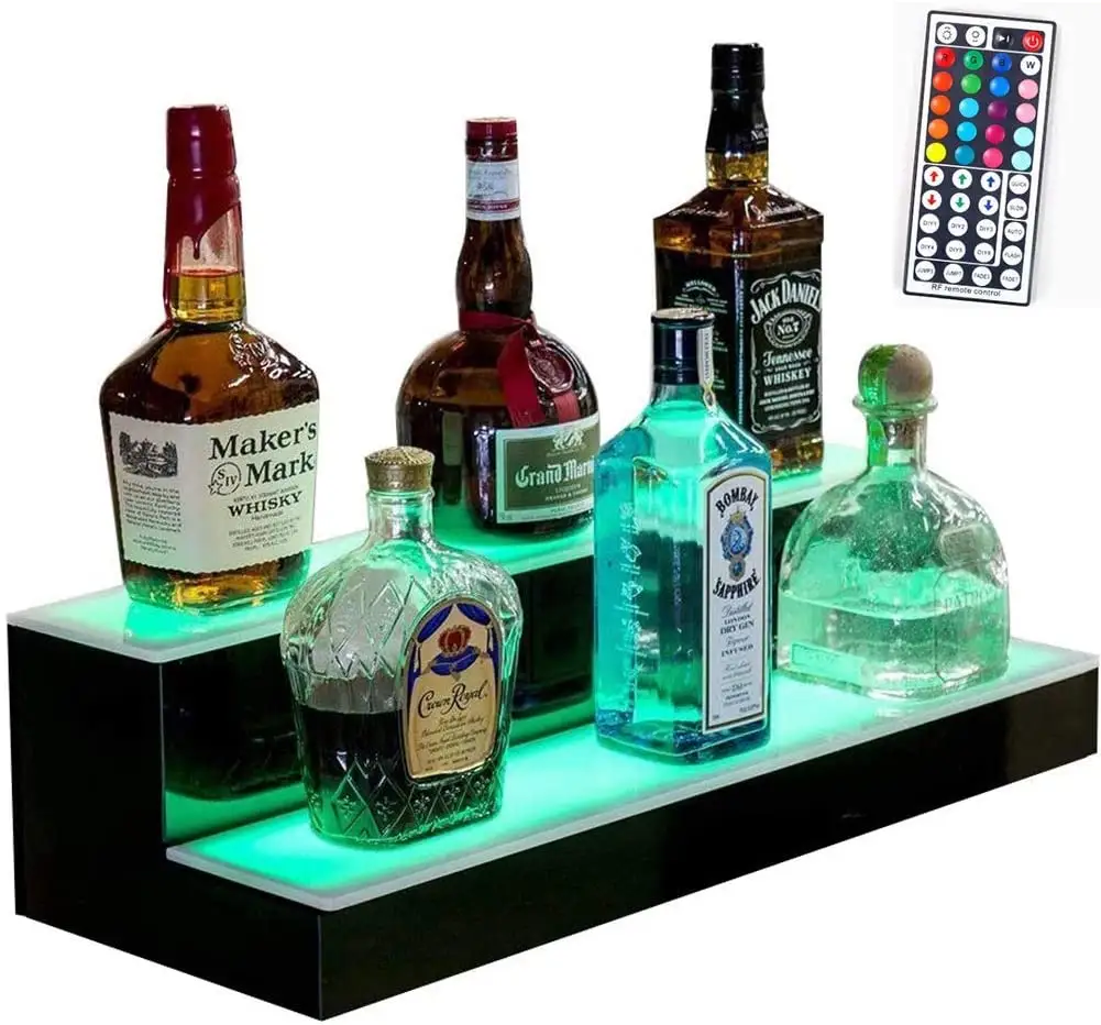 Tinya Cheap Party Bar 2 Steps WIFI control RGB LED light Glass liquor champagne bottle display shelf