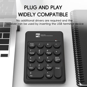 R8 Ergonomische ultra dünne Tasten kappen Slim 2.4G Wireless <span class=keywords><strong>Numeric</strong></span> Keyboard für Bank Office - Product Image 2
