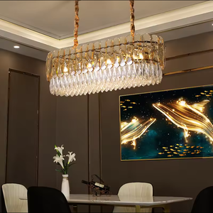 Zèle Éclairage Pendentif Chambre Villa Restaurant Moderne Ova Rond Rectangulaire Lustre En Cristal - Product Image 3